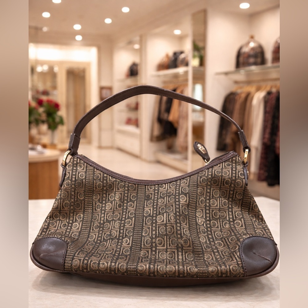 Liz Claiborne Brown Monogram Shoulder Bag Hobo purse-Logo Print